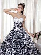 Luxurious Black and White Ombre Zebra Quinceanera Dress For Girl