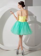 Stylish Spring Green And Bright Yellow Contast Color Short Prom Dress