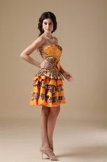 Sun Orange Sweet 16 Dress With Leopard Fabric Decorate