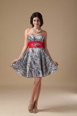 Cute Mini-length Zebra Sweet Sixteen Girl Dress With Belt