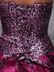 Burgundy Ball Gown Sweetheart Floor-length Leopard Print Ruffles Quinceanera Dress Leopard Print Ruffles Skirt Burgundy Sweetheart Design Quinceanera Dress