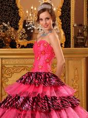 Beautiful Sweetheart Organza and Zara Layers Pink Quinceanera Dress 2014