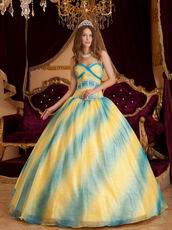 Ombre Contrast Fading Color Sweetheart A-line Chiffon Quinceanera Dress