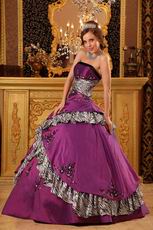 Old Style Designers Dark Magenta And Zebra Layers Quinceanera Gown For Girl