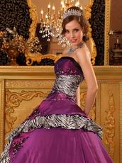 Old Style Designers Dark Magenta And Zebra Layers Quinceanera Gown For Girl