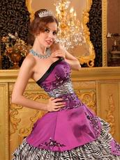 Old Style Designers Dark Magenta And Zebra Layers Quinceanera Gown For Girl