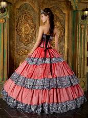 Discount Sweetheart Zebra And Orange Pink Layers Ball Gown Quinceanera Dress