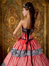 Discount Sweetheart Zebra And Orange Pink Layers Ball Gown Quinceanera Dress