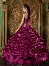 Hot Sell Spaghetti Straps Bubble Floor-length Bugundy Quinceanera Dress