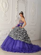 Strapless Ball Gown Purple Quinceanera Dress With Zebra Design