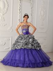 Strapless Ball Gown Purple Quinceanera Dress With Zebra Design