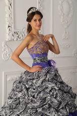 Strapless Ball Gown Purple Quinceanera Dress With Zebra Design