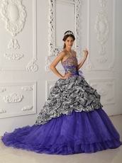 Strapless Ball Gown Purple Quinceanera Dress With Zebra Design