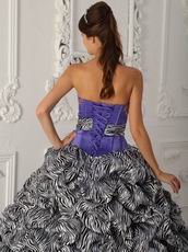 Strapless Ball Gown Purple Quinceanera Dress With Zebra Design