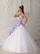 Pretty Sweetheart Printed White Quinceanera Dress Top Designer Listss