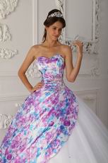 Pretty Sweetheart Printed White Quinceanera Dress Top Designer Listss