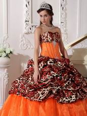 Sexy Deer Printed Pattern Orange Red Quinceanera Dress For 2014