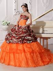 Sexy Deer Printed Pattern Orange Red Quinceanera Dress For 2014