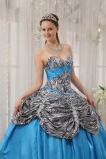 Princess Printed Zebra Bodice Quinceanera Dress With Aqua Ball Gown