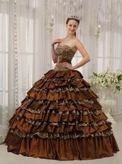 Sexy Brown And Leopard Print Interphase Layers Girls Quinceanera Dress