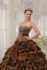 Sexy Brown And Leopard Print Interphase Layers Girls Quinceanera Dress