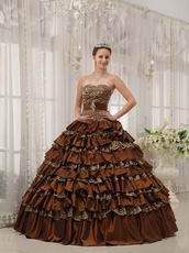 Sexy Brown And Leopard Print Interphase Layers Girls Quinceanera Dress