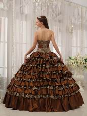 Sexy Brown And Leopard Print Interphase Layers Girls Quinceanera Dress