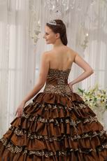 Sexy Brown And Leopard Print Interphase Layers Girls Quinceanera Dress