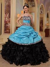 Sky Blue Sweetheart New Arrival Black Quinceanera Dress With Zebra