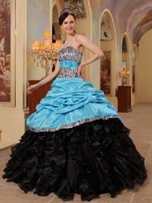 Sky Blue Sweetheart New Arrival Black Quinceanera Dress With Zebra