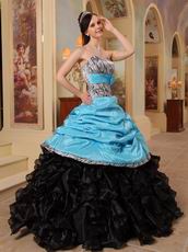 Sky Blue Sweetheart New Arrival Black Quinceanera Dress With Zebra