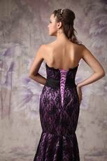 Strapless Mermaid Black Lace Prom Dress With Bowknot Design