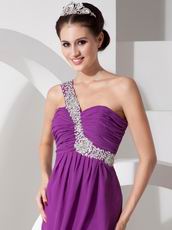 Cheap Purple Prom Dress With One Shoulder Side Split Skirt