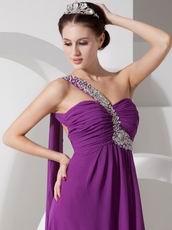 Cheap Purple Prom Dress With One Shoulder Side Split Skirt