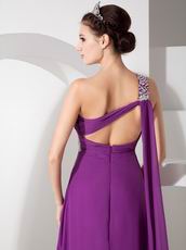 Cheap Purple Prom Dress With One Shoulder Side Split Skirt