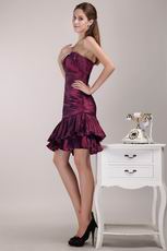 Burgundy One Shoulder Neckline 2014 Short Prom Dress