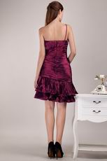 Burgundy One Shoulder Neckline 2014 Short Prom Dress