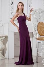 Inexpensive One Shoulder Strap Purple Chiffom Formal Prom Dress