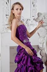 Beaded Purple Best Seller High Low Prom Dress 2014