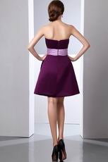 Cute Strapless Ruched Purple Short Prom Dress With Lilac Sashes