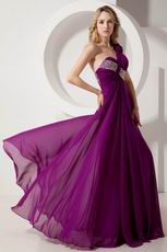 Formal Ocassion Flowers Strap Purple Prom Dress With Split