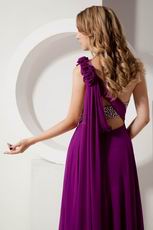 Formal Ocassion Flowers Strap Purple Prom Dress With Split