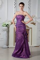 Affordable Strapless Corset Purple Taffeta Evening Dress Cheap