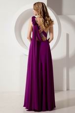 Cheap One Shoulder Flowers Strap Evening Purple Dress