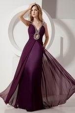V Neck Purple Evening Party Dress For Cheap Price