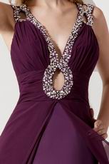 V Neck Purple Evening Party Dress For Cheap Price