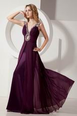 V Neck Purple Evening Party Dress For Cheap Price