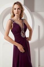 V Neck Purple Evening Party Dress For Cheap Price