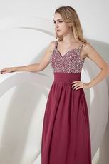 Elegant Straps Side Zipper Burgundy Evening Dress Online