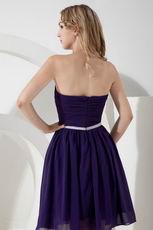 Noble Strapless Belt Knee Length Purple Chiffon Short Prom Dress